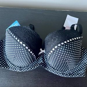 Never Worn - NEW w/tags attached 36C Black w/white polka dots bra